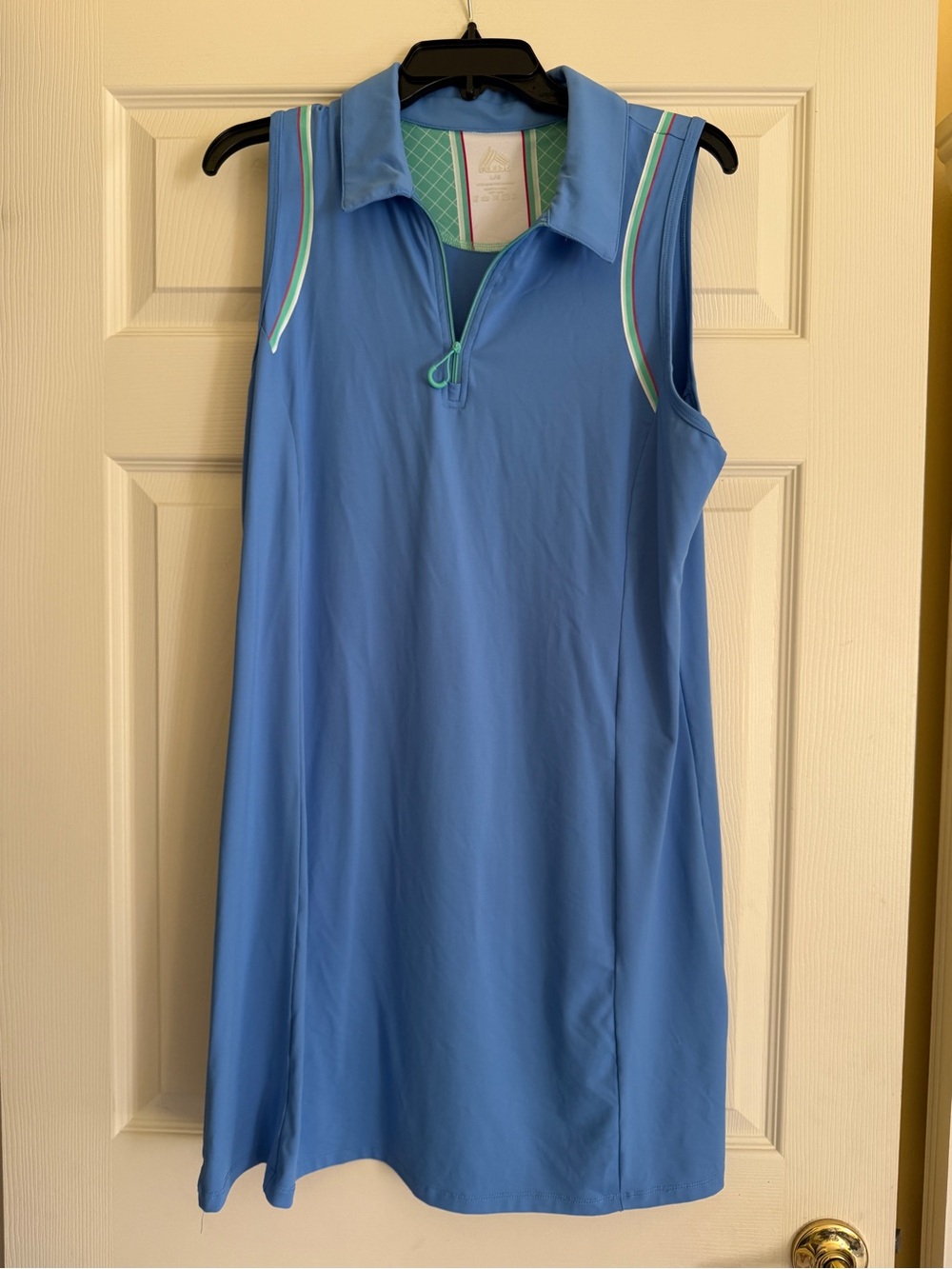 RBX Blue Sleeveless Polo tennis dress with Mint and White Accents